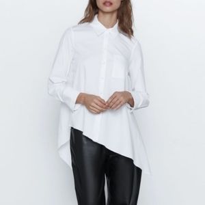 Zara Asymmetric White Button-Down